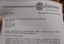 Oficio enviado às Secretarias de Maracanaú